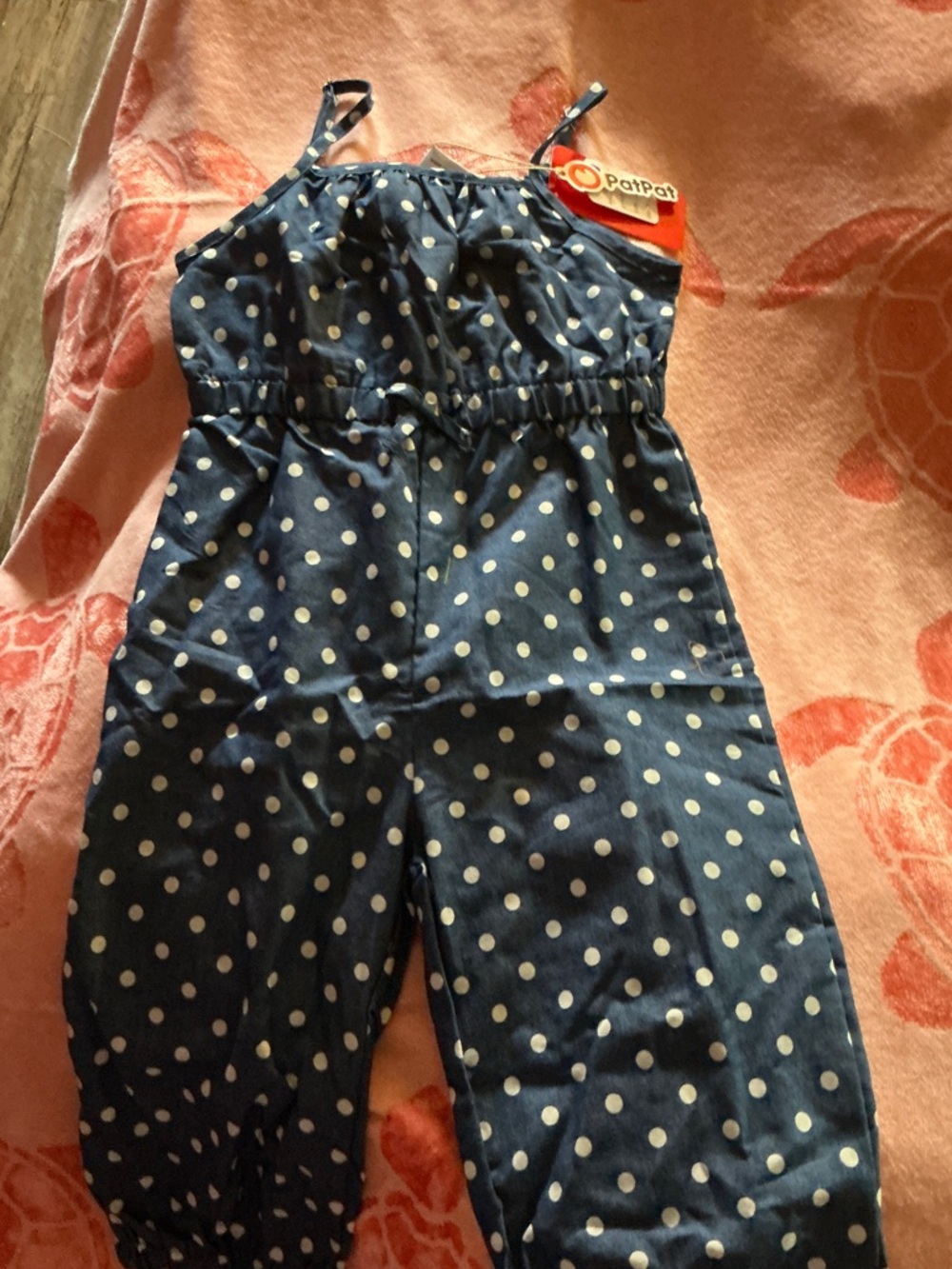 PatPat Navy Blue Polka Dot Girls' Romper